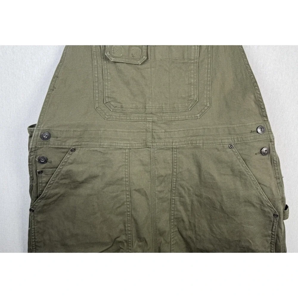 Duluth Trading Co DuluthFlex Fire Hose Bib Overalls Olive Green Womens XL-29 - Picture 3 of 11